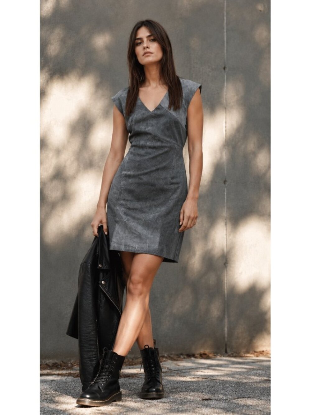 Sarah Pacini Black Avant Garde City Style Side Zipper Linen Blend Dress Size 2